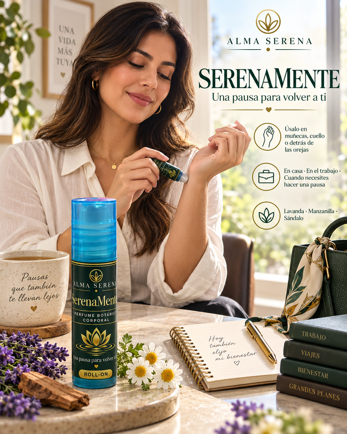 SerenaMente – Perfume botánico corporal roll-on, 5 ml