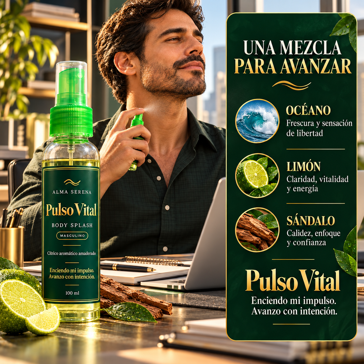 Pulso Vital – Body Splash masculino, 100 ml